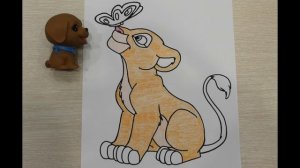 Киара, львица из мультика Король Лев, с бабочкой на носу, раскраска для детей