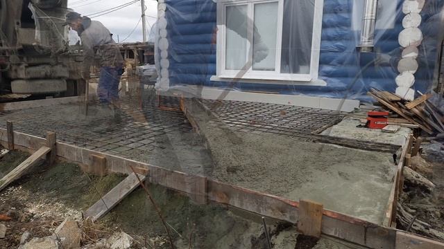 Устройство фундаментной плиты на сваях. Под веранду.