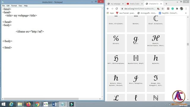 HTML TUTORIAL FOR BEGINNERS | PART-5 | HTML ENTITIES AND IFRAME TAGS