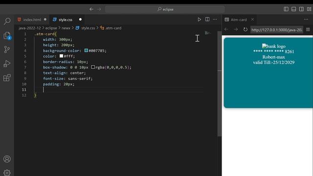 How To Create a ATM card using HTML and CSS || Visual studio code