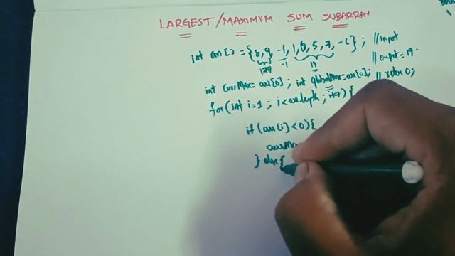 Largest sum continuous subarray | Kadane's Algorithm
