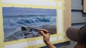 How I paint a REALISTIC WAVE - Oil Painting Techniques!