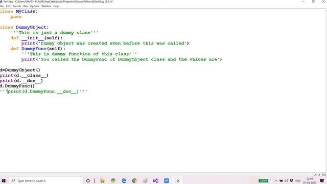 Python Part-16 (Classes in python) __init__ , self, pass keywords and methods