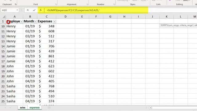 SUMIFS Function in Excel - Tutorial