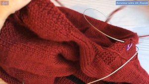 МК как связать скос плеча и горловину спицами без отрыва нити
