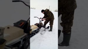 Снегоход из бензопилы дружба. Часть 3. Катаюсь после рыбалки)