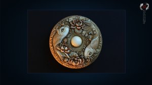 Карпы. Manju Netsuke. Хотьково 2020 г. Саломакин О. слоновая кость, . 4.6 х 1.7 см. техника резьба.