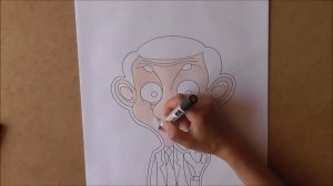 Drawing Mr Bean Cartoon Character. Markers.
