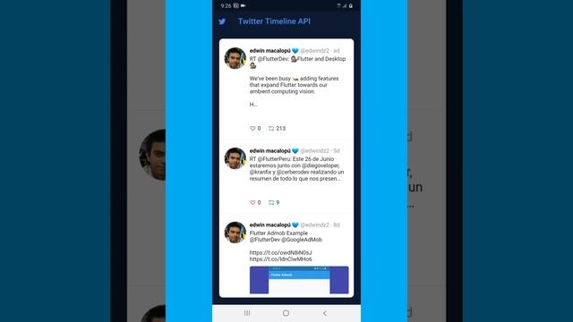 Flutter twitter timeline api