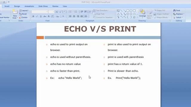 PHP Interview Question & Answers - Difference Between echo and print