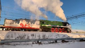 Поезд деда мороза с паровозом "Генерал" - New Year's Russian steam - powered train