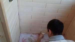 Отделка внутри балкона. Паркетом из липы и Блок-хаусом.