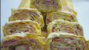 Всегда мало, сколько не приготовить! Вкусная Закуска "Рулет из Лаваша"