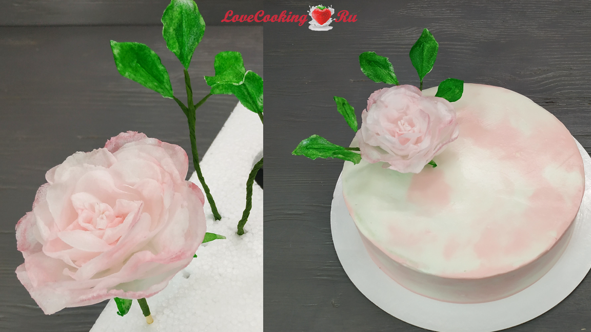 Роза из вафельной бумаги | Декор для торта | Waffle paper rose | LoveCookingRu