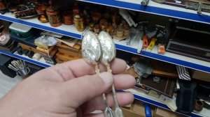 Серебряные ложки , до , и после чистки . Позолоту чищу аккуратно .