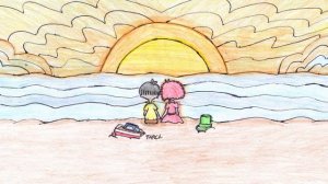 Sunset on the Beach | Ponyo Fan Art | Coffee Sketch-a-Toon Studios