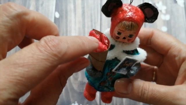 Ватная ёлочная игрушка "Мышка," смотреть онлайн