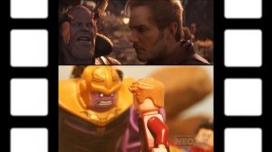 Lego Avengers Infinity War Thanos Throws a Moon Lego Stop Motion Side by Side Comparison