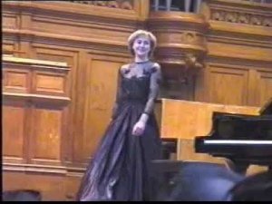 Student Elena Tarasova in the Great Hall of Moscow Conservatory