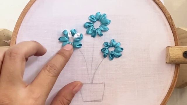Ribbon embroidery #ribbonembroidery #handembroidery #fashion #design #art #skills #easydesign