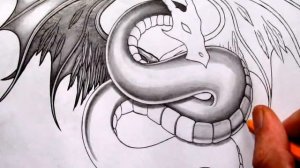 Smooth Pencil Shading Technique - Fantasy Dragon Tattoo Drawing