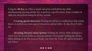 What is the function of the Alt key on a Mac?