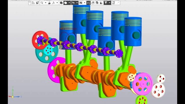 Анимация шатунно-кривошипного механизма дизеля тепловоза ЧМЭ-3. смотреть онлайн