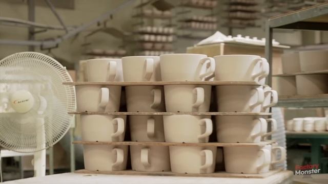 Process of Making Huge Ceramic Mugs. Earthenware Factory in Korea смотреть онлайн