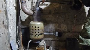 Печь на отработке из того ,что было.