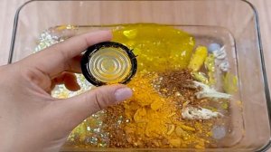 Orange VS Yellow w CLAY★Mixing Makeup Eyeshadow Glitter into SLIME★ASMR★Satisfying Slime Video#044