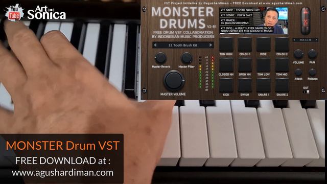 FREE DRUM VST, Kit Buat JAZZ dan Musik Akustik - Demo Sound #MonsterDrumVST Kit 12 Tooth Brush Kit