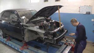 Lada Priora. и опять вытяжка лонжерона. Наборка.