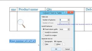 Online Microsoft Word 2007(Insert Tab:Tables Group-Draw Table,Excel spreadsheet,Quick Tables)-Day-1