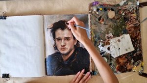 как нарисовать портрет | учимся писать портрет маслом . Джон Сноу