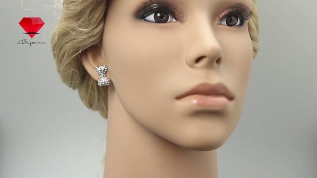 Bije.ru: Серьги в виде бантиков с покрытием белым золотом и кристаллами Сваровски Jaylee (Джейли) смотреть онлайн