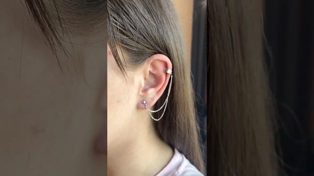 6021536-00245 Серебряная серьга-кафф на цепочке смотреть онлайн