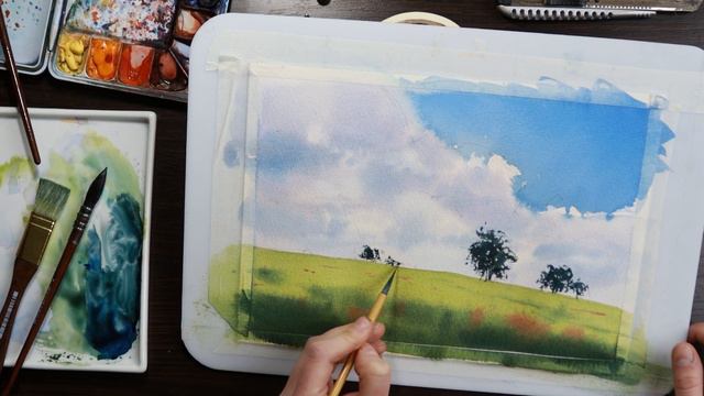 ПРОСТОЙ СПОСОБ ПИСАТЬ ДЕРЕВЬЯ / Акварель / Фрагмент урока смотреть онлайн