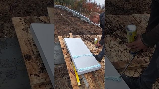 Утепление фундамента пенополистиролом и мембраной на клей пену смотреть онлайн