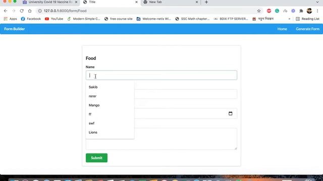 Dynamic Forms Builder | Python | Django | JavaScript | Ajax | HTML | CSS | Dictionary As Database