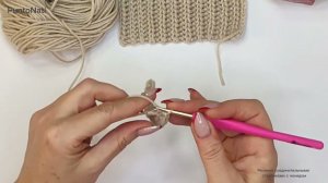 Баф крючком и спицами. Резинка крючком соединительными столбиками с накидом