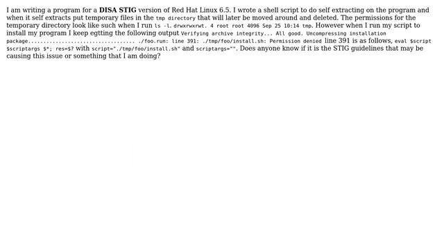 Unix & Linux: Permission denied tmp dir on STIG RHEL смотреть онлайн