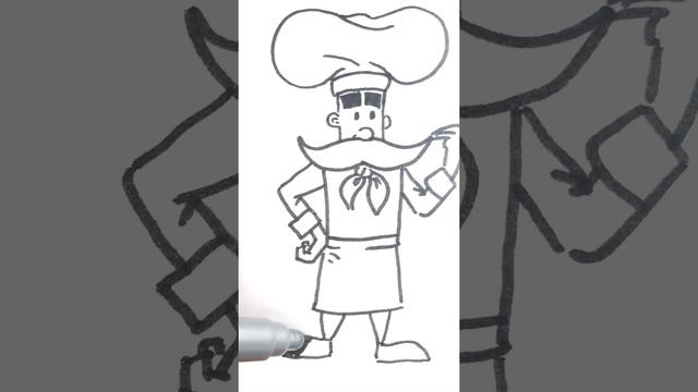 HOW TO DRAW A CHEF | КАК НАРИСОВАТЬ ПОВАРА #Shorts