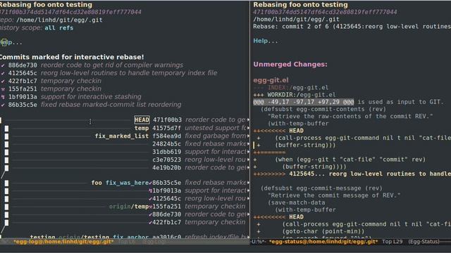 Git rebase using Egg in Emacs смотреть онлайн