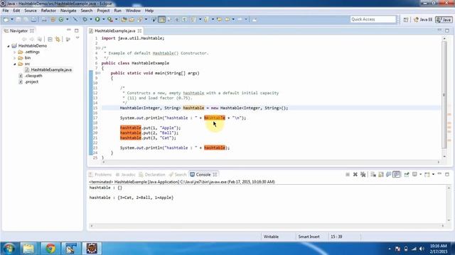 Hashtable (default Constructor) | Java Collection Framework