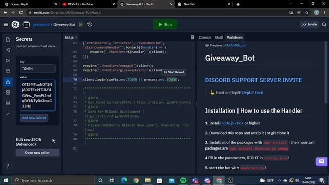 How to Make Giveaways Bot with Slash Commands (replit) V3 ( Credits to DEX x RJ , Milanio devs) смотреть онлайн