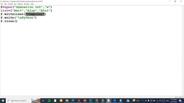 how to write data in a text file? | write( ) and writelines( ) function | class 12 file handling