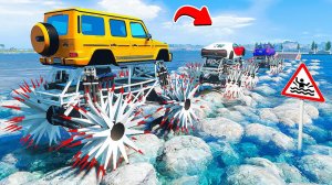 ПРОЕХАЛ ВОДНЫЕ КАМНИ на ГИГАНТСКИХ МАШИНАХ С КОЛЮЧКАМИ в ГТА 5 МОДЫ - ЭКСПЕРИМЕНТЫ в GTA 5 MODS