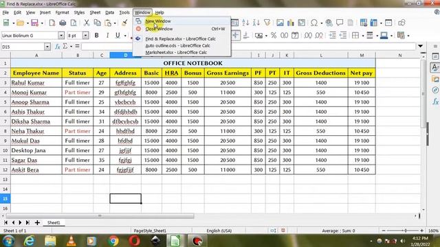 manage multiple workbook in libreoffice calc