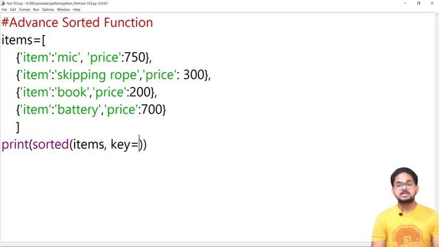 Advanced Sorted Function | Python Course In Hindi | Tutorial 153