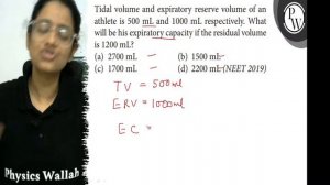 Tidal volume and expiratory reserve volume of an athlete is 500  mL and 1000  mL respectively. Wh..